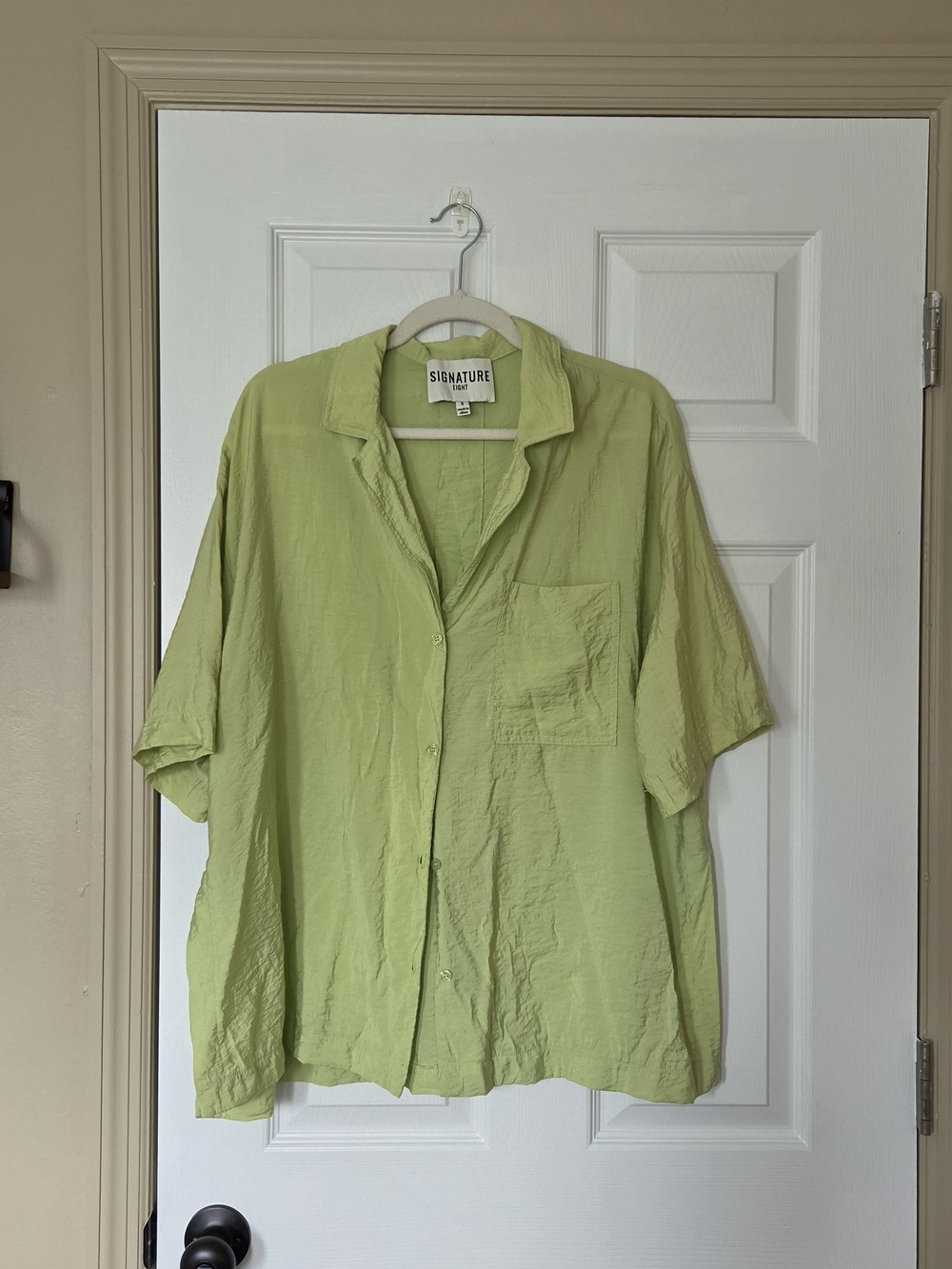 Signature Eight Bright Lime Green Short-Sleeve Button-Up